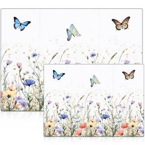 lot 7892 image: LemonRoad 2 Pcs Tempered Glass Cutting Board for Kitchen Counter, Flower Butterfly Decorative Cutting Board, Heat Resistant, with Anti-slip Feet, Large and Small 12ftftx16ftft and 8ftftx12ftft, Dishwasher Safe