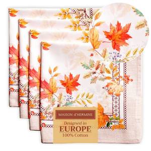 lot 8077 image: Maison dft Hermine Cloth Napkins Set of 4 100percent Cotton for Thanksgiving Christmas Decorations Everyday Reusable Square Fall Napkins Cloth Washable Dinner Party (Amarante, 20x20in)in
