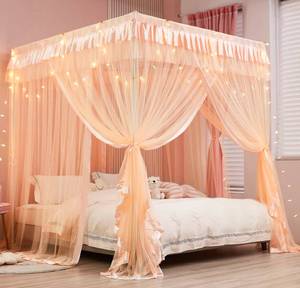 lot 8133 image: Mengersi Canopy Bed Curtains for Girls Kids - Bed Canopy for Girls Bed Drapes Mosquito Net - Cute Princess Bedroom Decoration Accessories(Full, Peach)