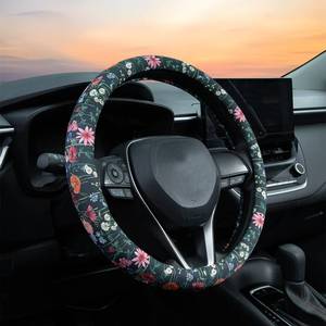 lot 8137 image: Wild Flowers Steering Wheel Cover Auto Steering Wheel Protector, Anti-Slip, Breathable, Absorbing Sweat, Universal Floral Car Accessories 14.5�15 inch,Fit for Most Car, Trucks, SUV