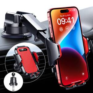 lot 8138 image: VANMASS True Military-Grade Car Phone Holder Best Suction and Clip Cell Phone Mount for Dashboard Windshield Vent Truck Cradle Dash Stand for iPhone 15 Pro Max 14 13 12 Android, Red
