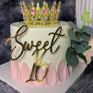 lot 8163 image: Sweet 16 Cake Topper, Gold Acrylic Finally 16 Cheers to 16 Years Cake Decoratio,16th Birthday Party Decoration,Sweet Sixteen Theme Party Decorations for Birthday Anniversary Wedding Party Cake Decor (Broken)