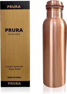lot 8165 image: PRURA Copper Water Bottle 100percent Pure Bottle for Drinking Water Leak Proof Joint Less Water Drinking Bottle for Home, Office, Hotel and Sports