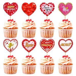 lot 8167 image: Ercadio 24 Pack Valentinefts day Heart Cupcake Toppers Heart Cupcake Picks Heart Love You Be Mine Cupcake Toppers Valentine�s Day Cupcake Picks for Wedding Valentinefts Theme Party Cake Decors Supplies