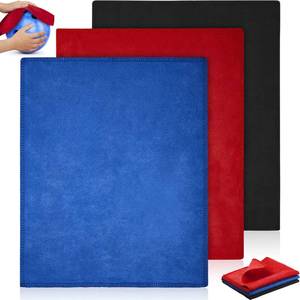 lot 8170 image: Patelai 3 Pcs Bowling Ball Shammy Pad Leather Bowling Ball Towel Rag Accessories for Cleaning(12 x 10 Inches, Royal Blue Red and Black)