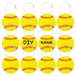 lot 8171 image: 12 Pcs Softball Luggage Tags for Suitcases Travel Suitcase Labels with Metal Ring 2.75in Softball Keychain PVC Name Id and DIY Pocket Hug Card Backpack Charms for Men Women Travel Bag Suitcase