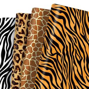 lot 8176 image: 12 Sheets 20x27 Inch Animal Prints Wrapping Paper Set  Safari Leopard Zebra Tiger Giraffe Cheetah Paw Skin Print Decorative Craft Paper Jungle Animal Fur Designs for Birthday,Baby Shower,DIY Crafts