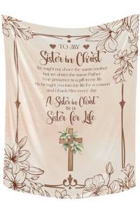 lot 8194 image: Huglanket Sister in Christ Gifts for Women, Sisters in Christ with Message Flannel Blanket Throws (50x 65in)in