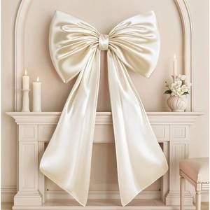 lot 8195 image: Froova Giant Bow Decoration Big Cream White Large Coquette Bow for Backdrop Birthday Party Room Wall Wedding Bride Decor, Ribbon Tie Hanging Gift Coquette Wall Decor (Satin, Internal Stability Layer)