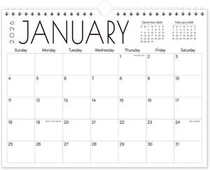 lot 8205 image: Calendar 2026-18 Months Wall Calendar from January 2026 to June 2027, 11ftft x 8.5ftft Calendar 2026 with Holiday Marked, Premium Paper for Organizing, Black Large Word