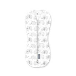lot 8209 image: SwaddleMe by Ingenuity Compression Baby Swaddle Pod, Two-Way Zipper for Easy Diaper Changes, Improves Sleep and Calms Startle Reflex, 0-2 Months, 1.0 TOG, 1-Pack - Scribble Elephant