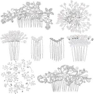 lot 8214 image: Maitys 44 Pieces Wedding Hair Accessories Faux Pearl Crystal Comb Clips U-shaped Flower Rhinestone Silver Pearl Hair Pieces for Prom Bride Bridesmaid (Classic Style)