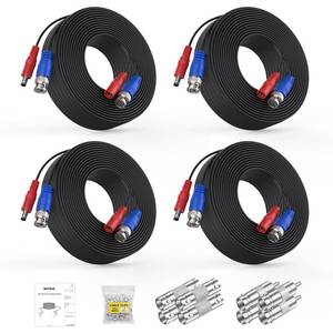 lot 11006 image: ANNKE 4 Pack 30M100ft All-in-One Video Power Cables, BNC Extension Surveillance Camera Cables for CCTV Security DVR System Installation, Free 8 x BNC Connectors and 100pcs Cable Clips Included