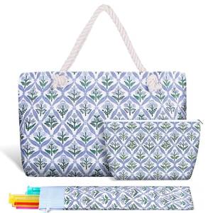 lot 11958 image: Sunnymove Empty Mahjong Bags Set for Tiles and Racks 24x13x4.7 Inch American Mahjong Carrying Bag Tote Tiles Bag Drawstring Protective Sleeve for Rack Pusher Party Travel, Case Only (Block Print)