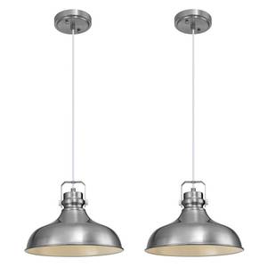 lot 11971 image: ALAISLYC Brushed Nickel Farmhouse Pendant Lights Matte Pendant Lighting for Kitchen Island Industrial Adjustable Height Vintage Dome Hanging Light Fixtures for Barn, Dining Room 2 Packs
