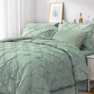 lot 11978 image: JOLLYVOGUE King Size Comforter Set 7 Pieces, Green Bed in a Bag Comforter Set for Bedroom, Beddding Sets with Comforter, Sheets,Ruffled Shams and Pillowcases