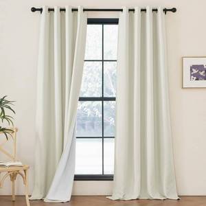 lot 11987 image: NICETOWN Faux Linen 100percent Blackout 90 inch Curtains, Silver Grommet Thermal Insulated 2 Layers Window Treatments Sound Dampening for Living RoomBedroom, Natural, W52 x L90, 2 Panels