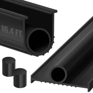 lot 11989 image: ToLanbbt Garage Door Bottom Rubber Seals 16.4 FT Garage Door Weather Stripping Kit Seal Strip Replacement with 14 T Ends and 2 End Plugs, Universal UO Ring Weatherproof Rubber Bottom Seal, Blackin