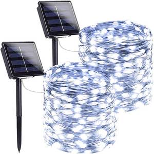 lot 12088 image: Extra-Long 144FT Solar String Lights Outdoor, 2 Pack 400LED Solar Fairy Lights for Outside Waterproof, Silver Wire 8 Lighting Modes Solar Twinkle Lights for Tree Garden Party Xmas Decor (Cool White)