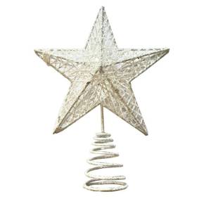 lot 12099 image: Metal Glittered Christmas Tree Topper Star Treetop Decoration for Christmas Home Decor(White)