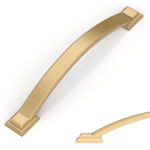 lot 12144 image: Amerdeco 10 Pack Champagne Bronze Cabinet Pulls 5 Inch(128mm) Hole Centers, Handles for Kitchen Cabinet Hardware, Arch Cabinet Handles for Bathroom Dresser Drawer Handles ZH0016�