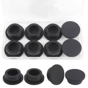 lot 12169 image: BOPOREAE 8 Pcs 29 mm1-18 in Silicone Rubber Plug for 28-29mm Round Holes, Waterproof T Type Rubber Stoppers, Soft Flexible Snap-On Bottle Seal Button Plugs Tube Pipe End Covers Caps Inserts, Black