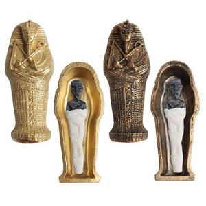 lot 12183 image: Acxico 2 pcs Egyptian Pharaoh Mummy Egypt King Home Decor Resin Figurine Coffin