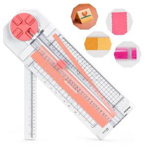lot 12189 image: Paper Cutter for CraftPaper Trimmer, Perforator, Folding, Pinking Cutting on Paper, Vinyl, Cardstock, Photo for Scrapbooking and Cardmaking Plus Sideways Ruler, Pink, Worklion