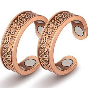 lot 12201 image: Auramag Copper Rings for Women, Lymphatic Drainage Ring 100percent Pure Copper Thumb Rings with 3500 Gauss Magnets, Adjustable Jewelry Gift (2 PCS)