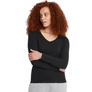 lot 12206 image: Hanes Womenfts Originals Long Sleeve Cotton V-Neck T-Shirt, Lightweight V-Neck Tee, Modern Fit