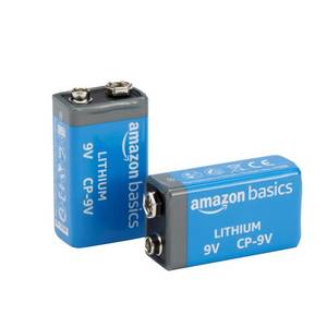lot 12210 image: Amazon Basics 2-Pack 9 Volt High-Performance Lithium Batteries, 10-Year Shelf Life, Long Lasting Power