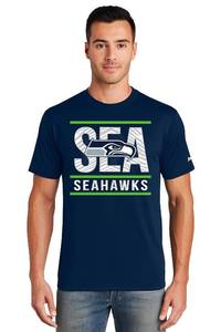 lot 12215 image: Zubaz NFL Menfts Goal Line Team Color Short Sleeve T-Shirt, Seattle Seahawks, Large