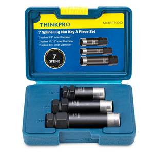 lot 12229 image: 7 Spline Lug Nut Socket Set,3 Piece Lug Nut Key Kit 58 1116in 34in for M14x1.5, M14x1.5, M14x2 Tuner Lug Nuts Removal Tool Kit with Hard Case,Double Layer Reinforcement,Cr-Mo Steel (3 Piece Set)in