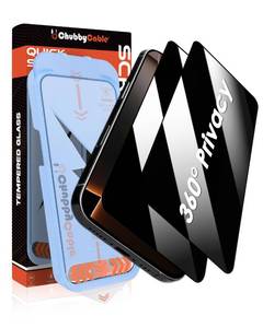 lot 12230 image: chubbycable 2PCS ChubbyShield Ultra for iPhone 15 Pro 360 Privacy Screen Protector, Anti-spy Screen Protector Privacy Glass with Ultra-easy Install Box, Auto Dust-Elimination and Bubble Free