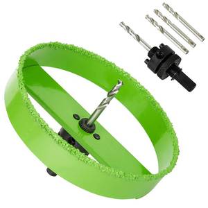 lot 12235 image: HLOFIZI 6-38 Hole Saw for 6 Recessed Lights, Carbide Grit Holes Saw Cutting Plaster Drywall Ceiling Sheetrock, Greenin