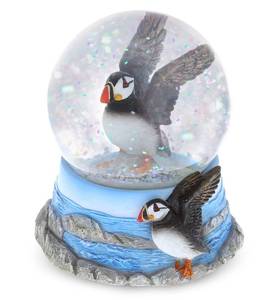 lot 12236 image: CoTa Global Puffin Snow Globe - Sparkly Water Globe Figurine with Sparkling Glitter, Collectible Novelty Ornament for Home Decor, for Birthdays, Christmas, and Valentinefts Day - 65mm