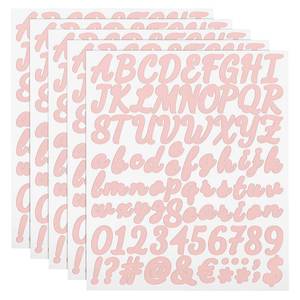 lot 12240 image: uxcell 5 Sheet 420 Pcs Letter Number Stickers Kit, 1 Inch Self Adhesive Vinyl Cursive Alphabet Decals Script for Mailbox Sign DIY Crafts Decor, Pink