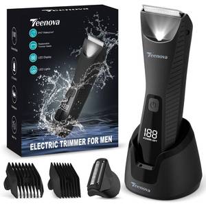 lot 12256 image: TEENOVA Pubic and Body Hair Trimmer for Men, 2 In 1 Electric Ball Groin Razor Shaver with Ceramic Blade, No Nick Mens Grooming Kit for WetDry Use, Cordless Charging Body Groomer with Led Display, Black