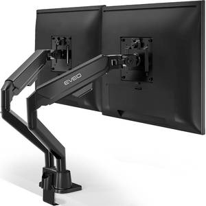 lot 13807 image: EVEO Premium Dual Monitor Mount 14-32� Dual Monitor Arm VESA Bracket Adjustable Height Gas Spring Dual Monitor Stand, Screen Full Motion Dual Monitor Arm-Computer Monitor Stand for 2 Screens - Blackin