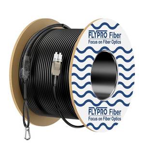 lot 13851 image: FLYPROFiber- OM3 Fiber Patch Cable Outdoor Armored 200m656ft, OM3 Industrial TPU Uniboot LC Fiber with Pulling Eye Kit Installed on one end, 10GB40GB, 50125um, Duplex Multimode Cable, OD-5mm