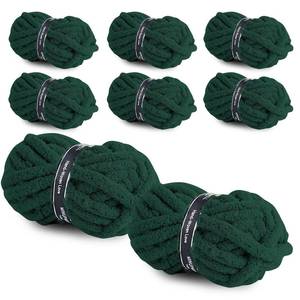 lot 13852 image: 8 Packs Jumbo Chunky Chenille Yarn - 1820g(64oz) 254 Yards (761ft) Bulky Yarn - Chunky Yarn for Hand Knitting Blanket,Cushions, Pet Bed - Soft and Durable (Dark Green)