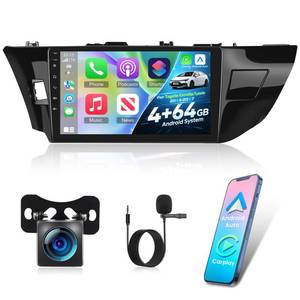 lot 13857 image: 464G NHOPEEW Car Radio for Toyota CorollaLevin 2014-2017 - Wireless Carplay and Android Auto - 10 Inch Touchscreen Android Car Stereo - EQ AudioWiFiGPSSWCBluetooth  AHD Backup Camera