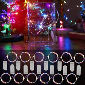 lot 14341 image: FTEOYEL 12 Pack Fairy Lights Battery Operated, 7 ft 20 LED Mini String Lights for Bedroom Table Party Birthday Decorations (Multi-Colored)