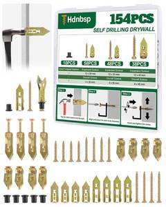 lot 14399 image: 154Pcs Self Drilling Drywall Anchors No Drill, 3 Sizes Metal Drywall Anchors and Expansion Screws Kit for Sheetrock - Zinc Plated Steel Holds 100LBS for Wall Decors, Mirror, Frames, Picture, TV Mount