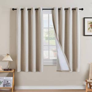 lot 14400 image: H.VERSAILTEX Linen Curtains 100percent Blackout Curtains for Bedroom 63 inch Long Full Light Blocking Nature Linen Blended Window Curtains for Living Room Nickel Grommet (2 Panels, Heathered Natural)