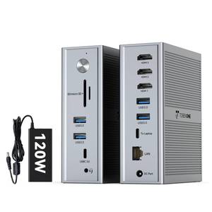 lot 14401 image: TobenONE DisplayLink Docking Station 3 Monitors, 14-in-1 Triple Monitor Dock for M1-M5 MacBookMac mini, Windows, Chrome (3HDMI, 120W Power Supply, 5 USB, Home Office and Professional Workspace