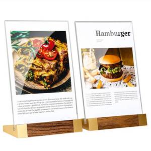 lot 14402 image: LIANHELILAI Acrylic Sign Holder 5x7in Tabletop Display Clear Sign Board with Wood-Color Base, Vertical for StoreCoffee ShopRestaurant Menu HotelOffice Display Holder, 2 Packin
