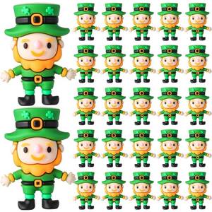 lot 14413 image: DoubleFill 25 Pcs St. Patrickfts Day Mini Leprechaun Figurines Bulk Small Leprechaun Figures to Hide and Seek Irish Miniature Toy for St. Patrickfts Day Gift Tiered Tray Table Party Home Garden Decor