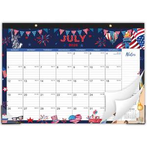 lot 14426 image: 2026-2027 Desk Calendar - Jul. 2026 - Dec. 2027, 12 x 17in, 18 Months Calendar Pad with Corner Protectors, Cutting Line, Hanging Hole, Large Office Desktop Calendar - 18 Different Themesin