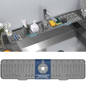 lot 14428 image: 24 Splash Guard Plus Size Silicone Sink Faucet Drying Mat Handle Drip Catcher Tray Dish Sponge Holder Kitchen Accessories Protector Home Organization Gadgets Organizerin